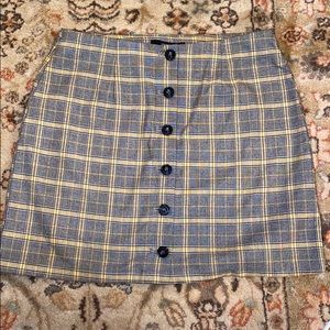 Checkered Button-Up Mini Skirt w/ Waist Cinching